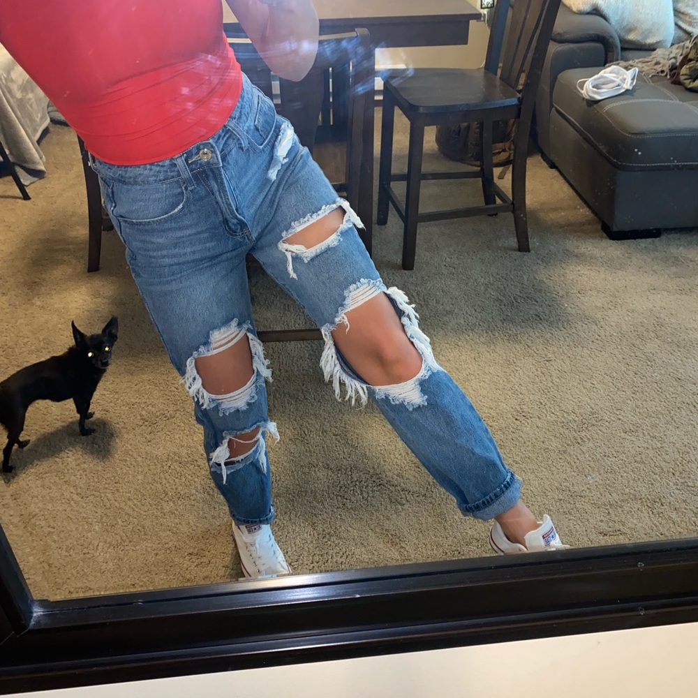 Ripped jeans, acid wash, shein, size 2